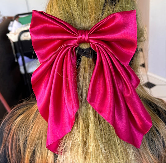 Red Bow Hair Clip super soft made from Red Satin